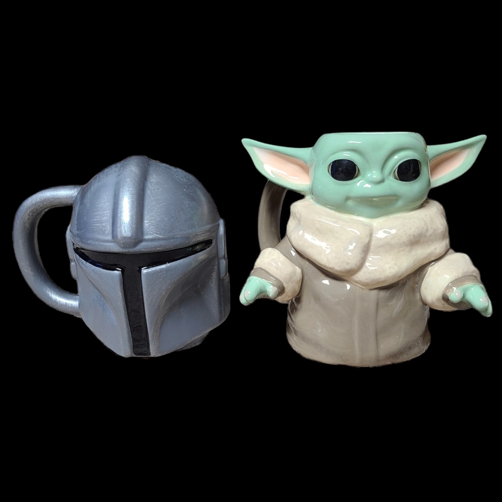 Set of Mandalorian & Baby Yoda Ceramic mugs Star Wars Disney Grogu the…